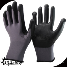 SRSAFETY 13 gauge knitted nylon liner coated nitrile on palm bule soft working gloves,cheap gloves